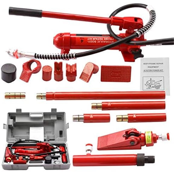 4 Ton Porta Power Hydraulic Bottle Jack Repair Tool Kit Power Set Ram Pump Auto Body Frame Auto Tool for Automotive, Truck, Farm and Heavy Equipment/Construction$$Tools & Hardware Other