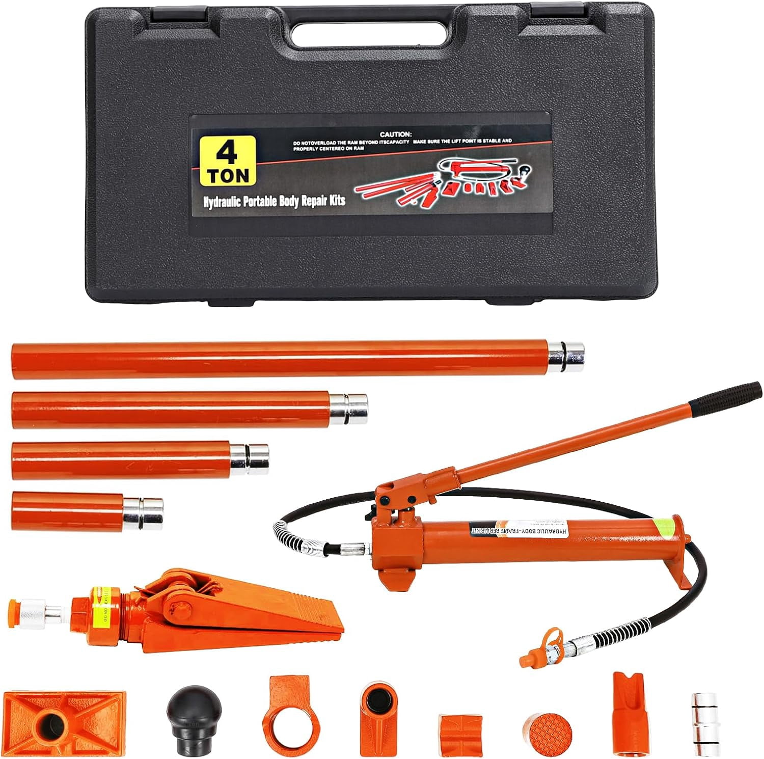 4-Ton Porta Power Kit Heavy Duty Hydraulic Ram with Shockproof Storage ...