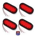 thumbnail image 1 of (4) Trailer Truck LED Sealed RED 6 Inches Oval Stop/Turn/Tail Light Marine Waterproof, 1 of 8