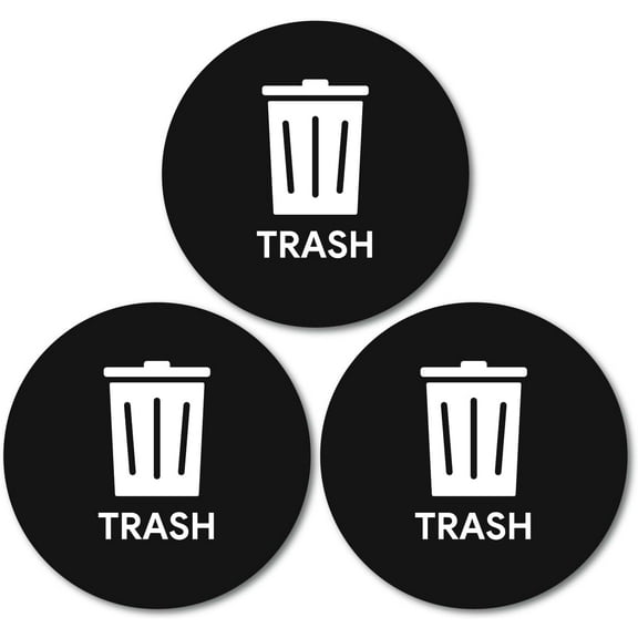 4" Trash Stickers for Trash Can 3pcs | Weatherproof Indoor Outdoor Waste Management Decal Label Signs for Garbage Cans, Yard Waste, and Recycling Bins
