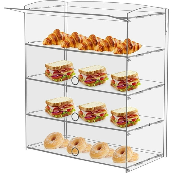 4 Tray Acrylic Display Case,Acrylic Display Case Bakery Pastry Display Case Retail Display Counter Cases Acrylic Display Shelf Donut Cookie Display Cabinet Clear Display Case,8.46 x 18.7 x 19.7inch