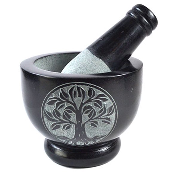 4" Tree of Life Soapstone mortar & pestle set