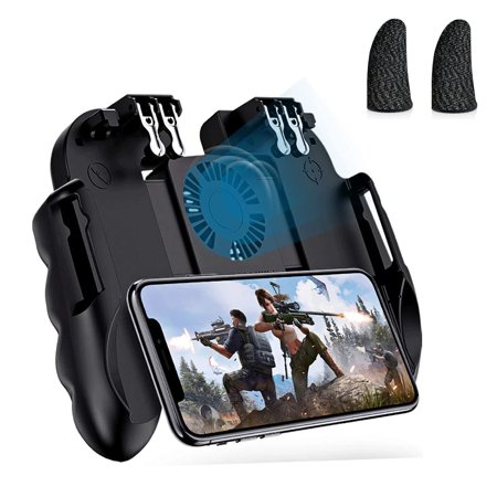 4 Trigger Mobile Game Controller with Cooling Fan Adjustable Stand for PUBG/Fotnite 6 Finger Operation GAMR or L1R1