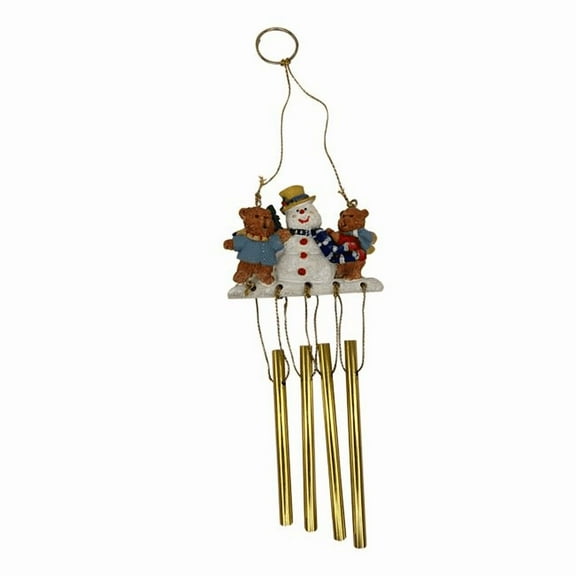 4 Tube 6 in Mini Chime, Snowman with Bears Design, Soothing Indoor, Outdoor Wind Chime, Gentle Relaxing Tones, Easy to Hang, Perfect Holiday, Housewarming, Stocking Stuffer Gift