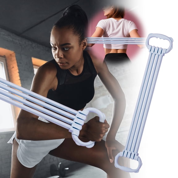 4 Tube Chest Expander Resistance Band Double Handle Back Stretch Pull Strap For Home Gym Office Workout(Blue-60X11.5Cm)