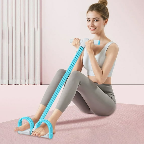 4-Tube Dual-Color Pedal Resistance Band - Thickened Foam Handle Detachable Adjustable Fitness Strap, Portable Workout Equipment for Home Gym Training