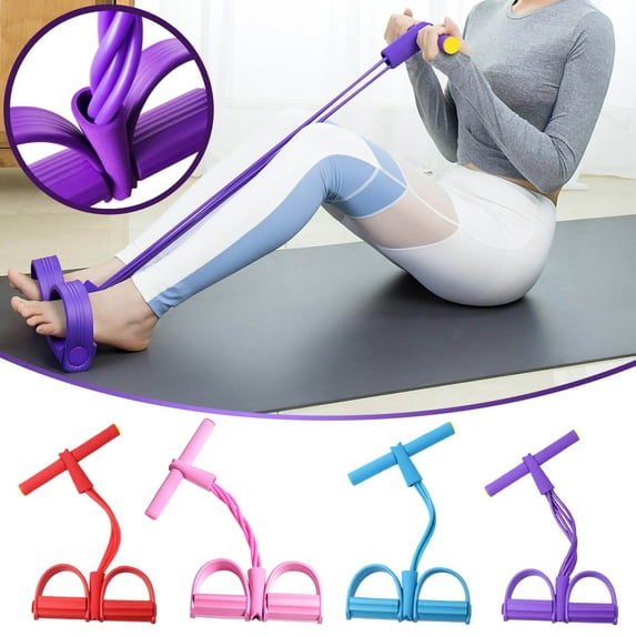 4-Tube Fitness Resistance Bands with Pedal, Ankle Puller, Sit-Up Leg Stretch Rope, Exercise Workout Bands with Handles, Stretching Equipment for Home Gym Stylish Finds for Less