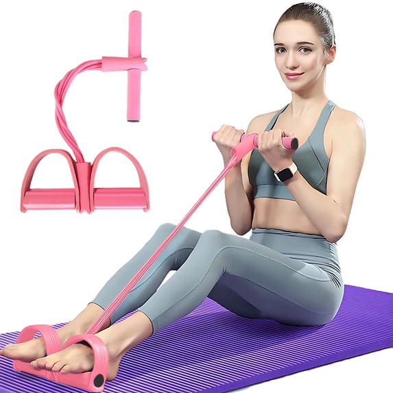 4 Tube Foot Pedal Pull Rope Elastic Leg Puller SitUp Abdominal Fitness Training Equipment Leg Exerciser