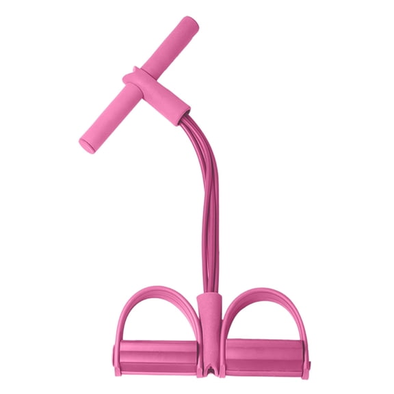 4-Tube Leg Pedal Resistance Trainer Non-Slip Hand Grip Multi-Functional Abdominal Sit-Up Trainer Portable Compact Core Leg Workout Equipment for Home Indoor Gym Daily Fitness(Pink)