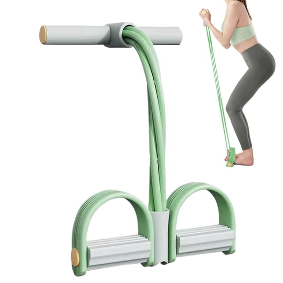 4-Tube Resistance Band Pedal Puller with Handles, Elastic Sit-Up Exercise Rope for Home Workout, Core Leg Waist Stretch Training Equipment