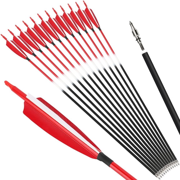 4" Turkey Feather Carbon Arrows 31.5" 12-Pack for Archery