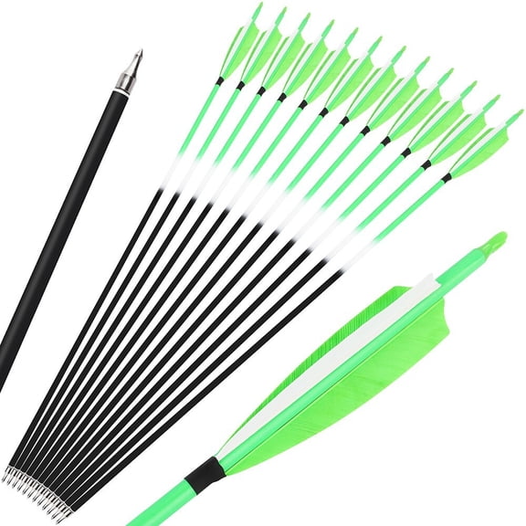 4" Turkey Feather Carbon Arrows 31.5" 12-Pack for Archery