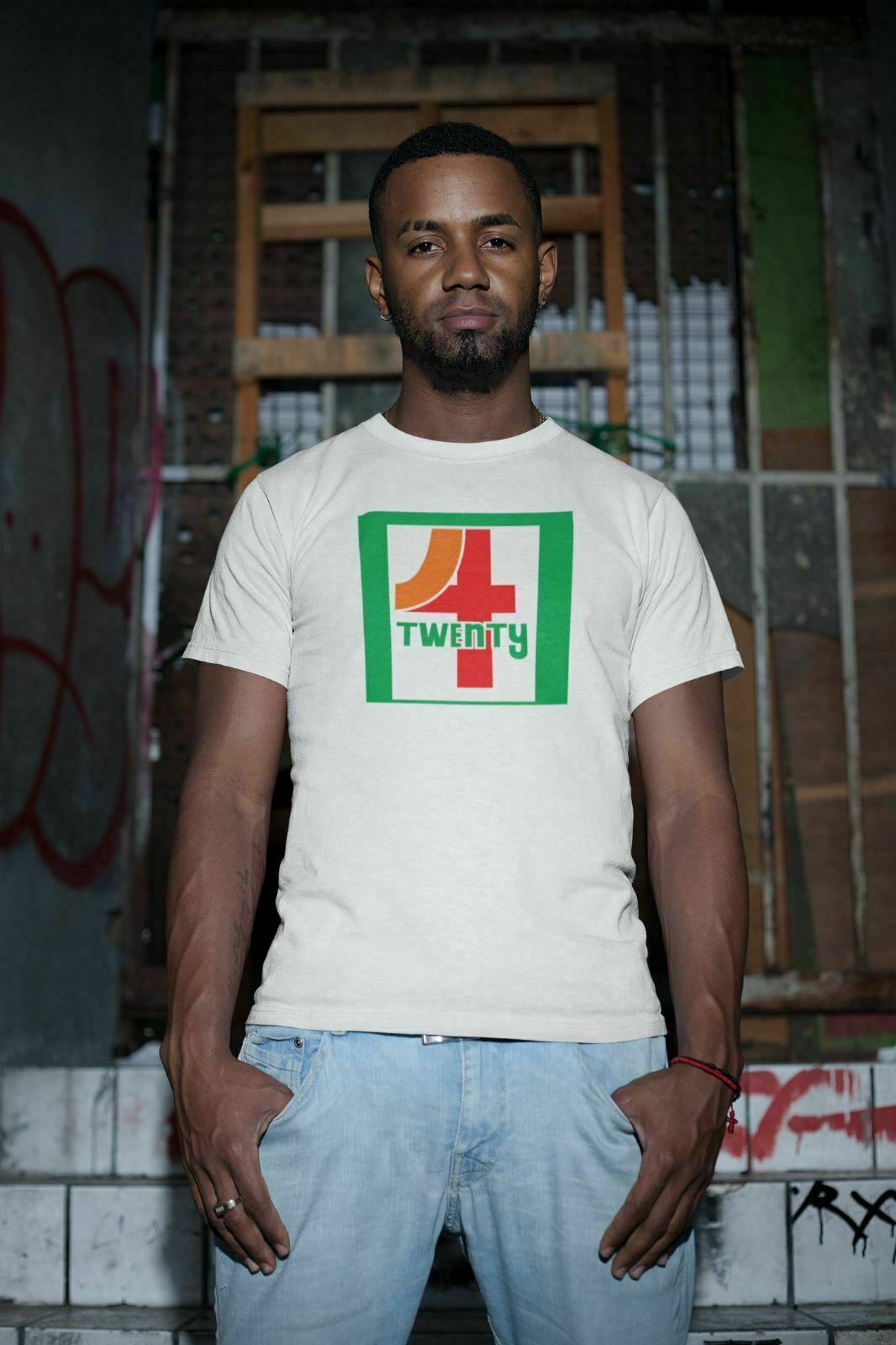 4 Twenty Gas Station Logo Cannabis T Shirt Mens 420 Weed Stoner Pot Gas