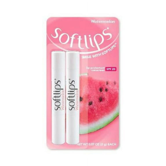 4 Twin-Packs Softlips Lip Protectant Balm, Sunscreen SPF 20, Watermelon