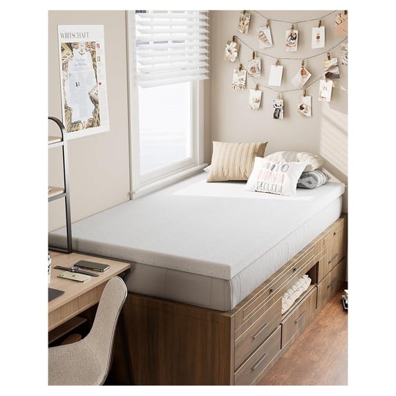 4" [Twin XL] Mattress Topper, Memory Foam Mattress Topper Twin Extra Long for Dorm with Ultra Soft Cover & Corner Straps, Certified