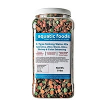 4-Type 1/2" Sinking Wafer Mix of Spirulina-Algae, Ultra-Worm, Ultra-Shrimp, Color Enhancing Wafers for Shrimp, Snails, Crabs, Crayfish, All Tropical Fish..5-lb Lg Jar