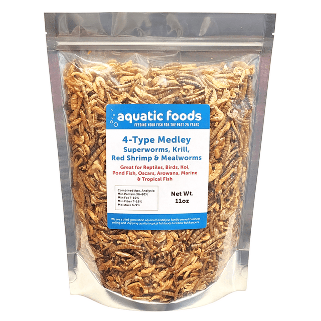 4Type Medley, Floating Freeze Dried Superworms, Arctic Krill, Red