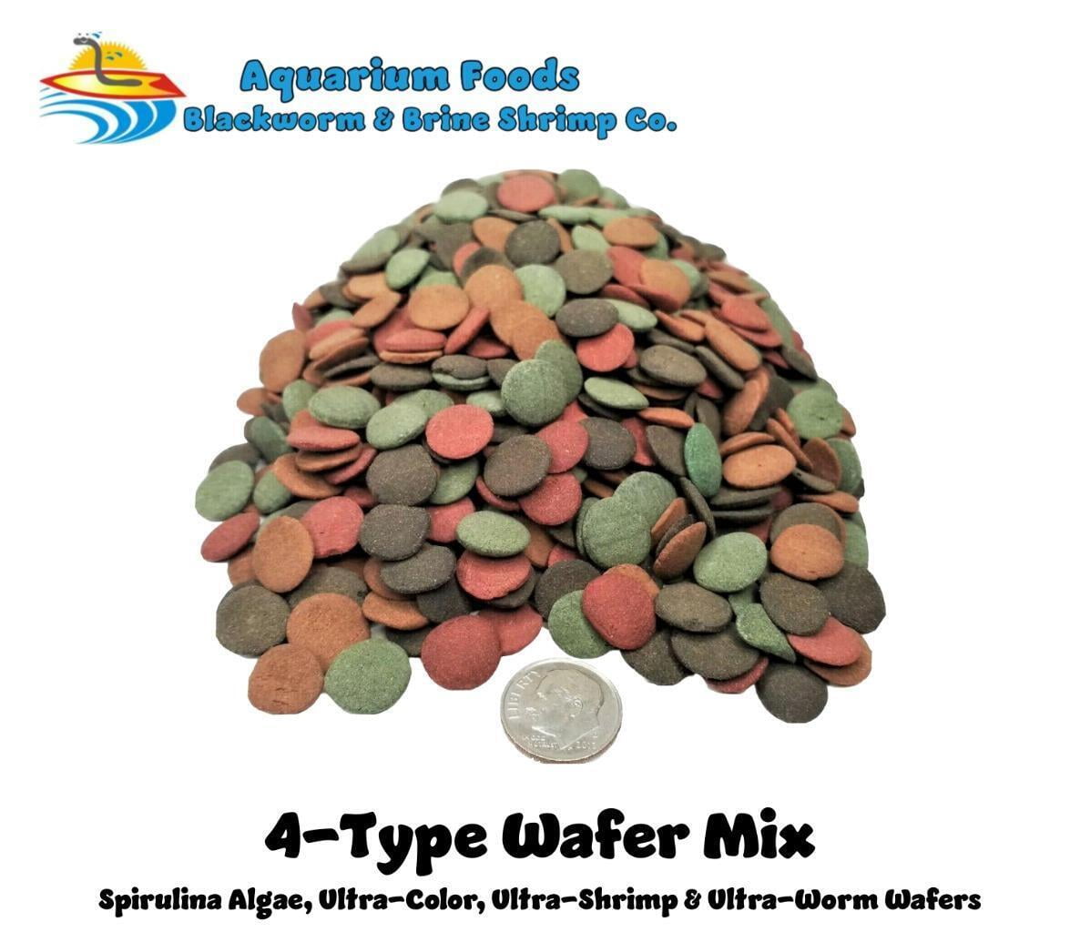 4-Type Wafer Mix of Spirulina, Ultra-Worm, Ultra-Shrimp, Ultra-Color Enhancing...1-lb
