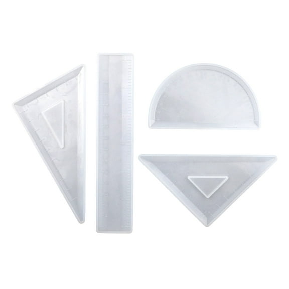 4 Types Ruler Resin Molds Handmade Stationery Straight Rulers Protractor Triangular Rule Epoxy Silicone Mould for DIY
