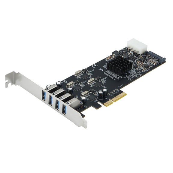 4 USB Interfaces Expansion Card, PCIe X4 Connection, 5Gbps Speed Per Channel, Easy Installation