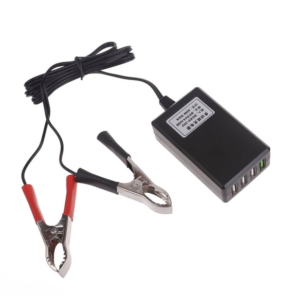 4 USB Port Battery Clip Charger 12V 24V Vehicle Motorcycle 12/24V Power Adapter