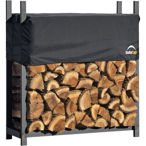 4' Ultra-Duty Firewood Rack-in-a-Box Wood Storage with Premium Steel Frame and Adjustable Water-Resistant Cover
