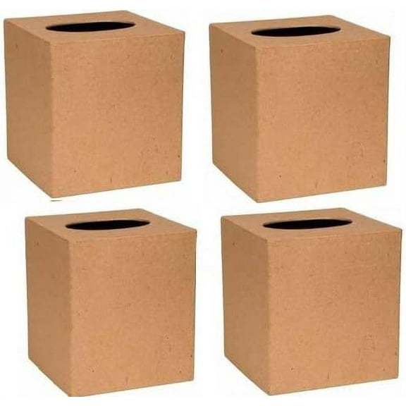 4 Unfinished Paper Mache Kraft Tissue Box Covers -  Ready to DIY - Factory Direct Craft
