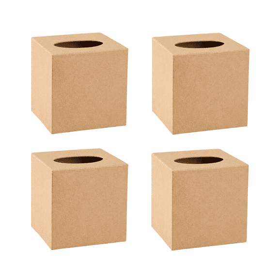 Factory Direct Craft Paper Mache Cube Tissue Box Covers, Set of 4, 5 Inch DIY Craft Tissue Holders