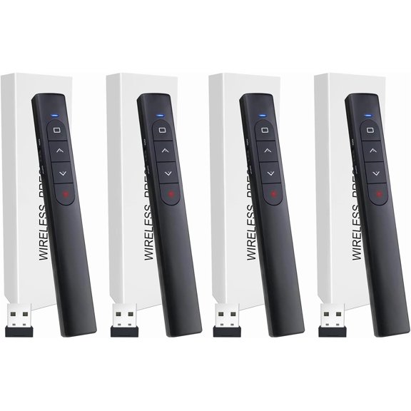 4 Units Wireless Presenter Remote Presentation Clicker with Hyperlink & Volume Remote Control PowerPoint Office for Keynote/PPT/Mac/PC/Laptop