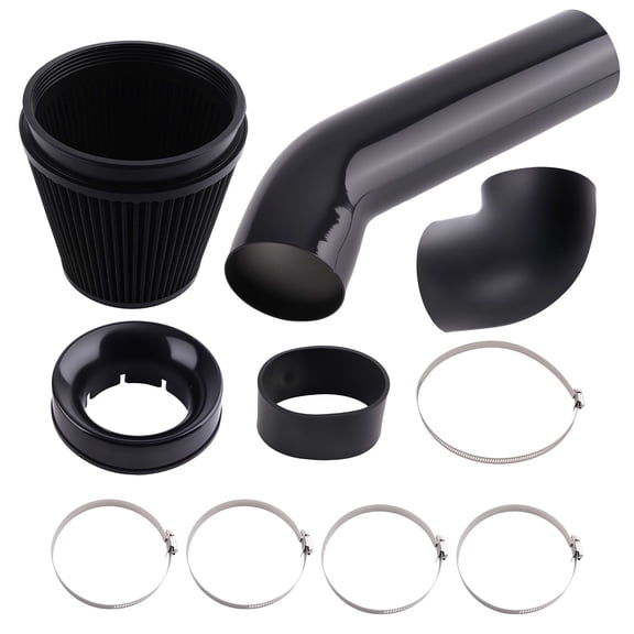 4" Universal Cold Air Intake Kit for LSX LS1 LS2 4.8L/5.3L V8 Engines - Aluminum Pipe, Black Coated - Improves Airflow & Performance