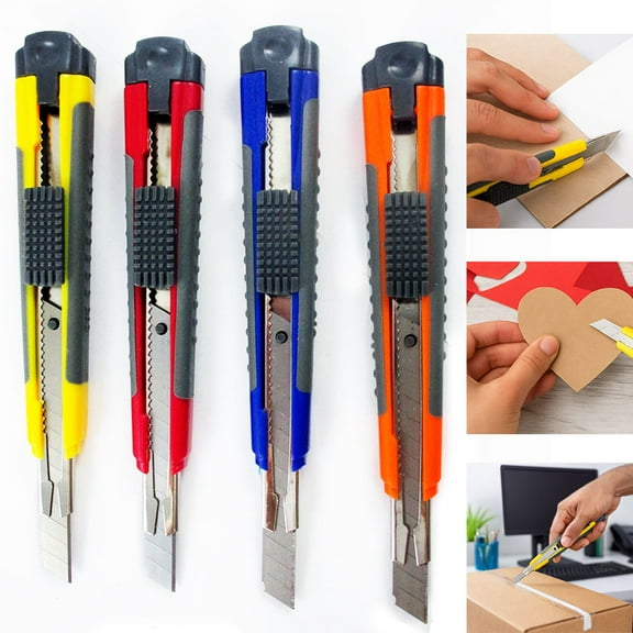 4 Utility Knife Box Cutter Retractable Snap Off Lock Razor Sharp Blade Tool !