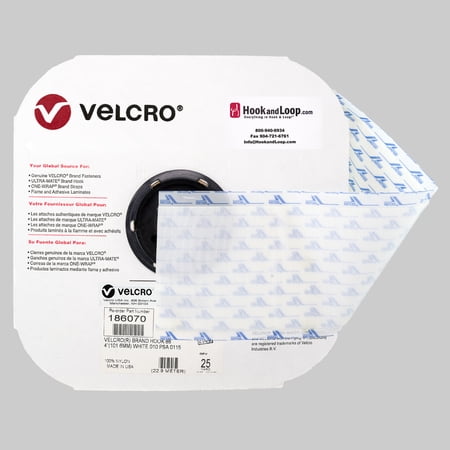 4" - VELCRO® Brand Pressure Sensitive Adhesive Hook: Rubber - White