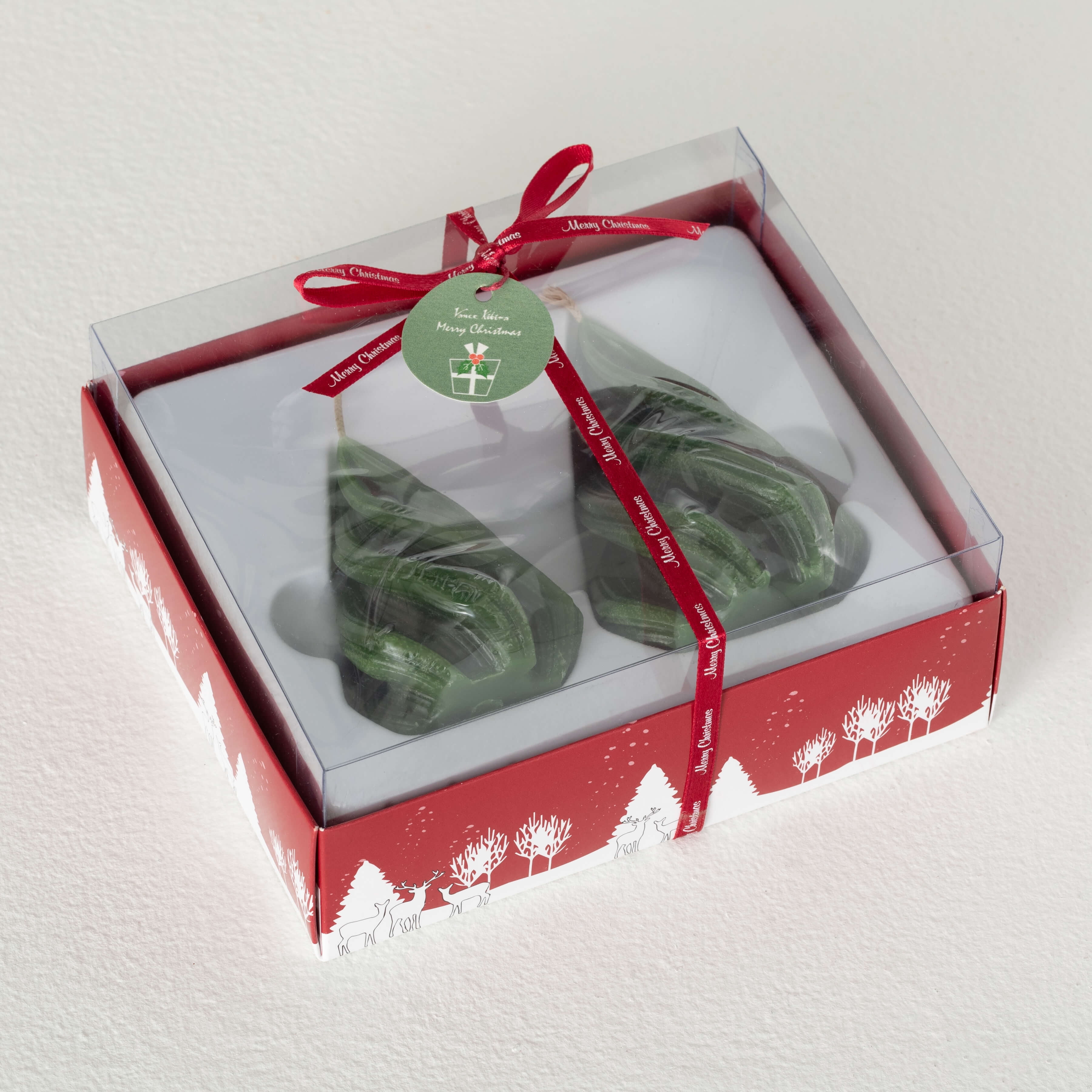 4" Vance Kitira Green Christmas Tree Candle Set of 2
