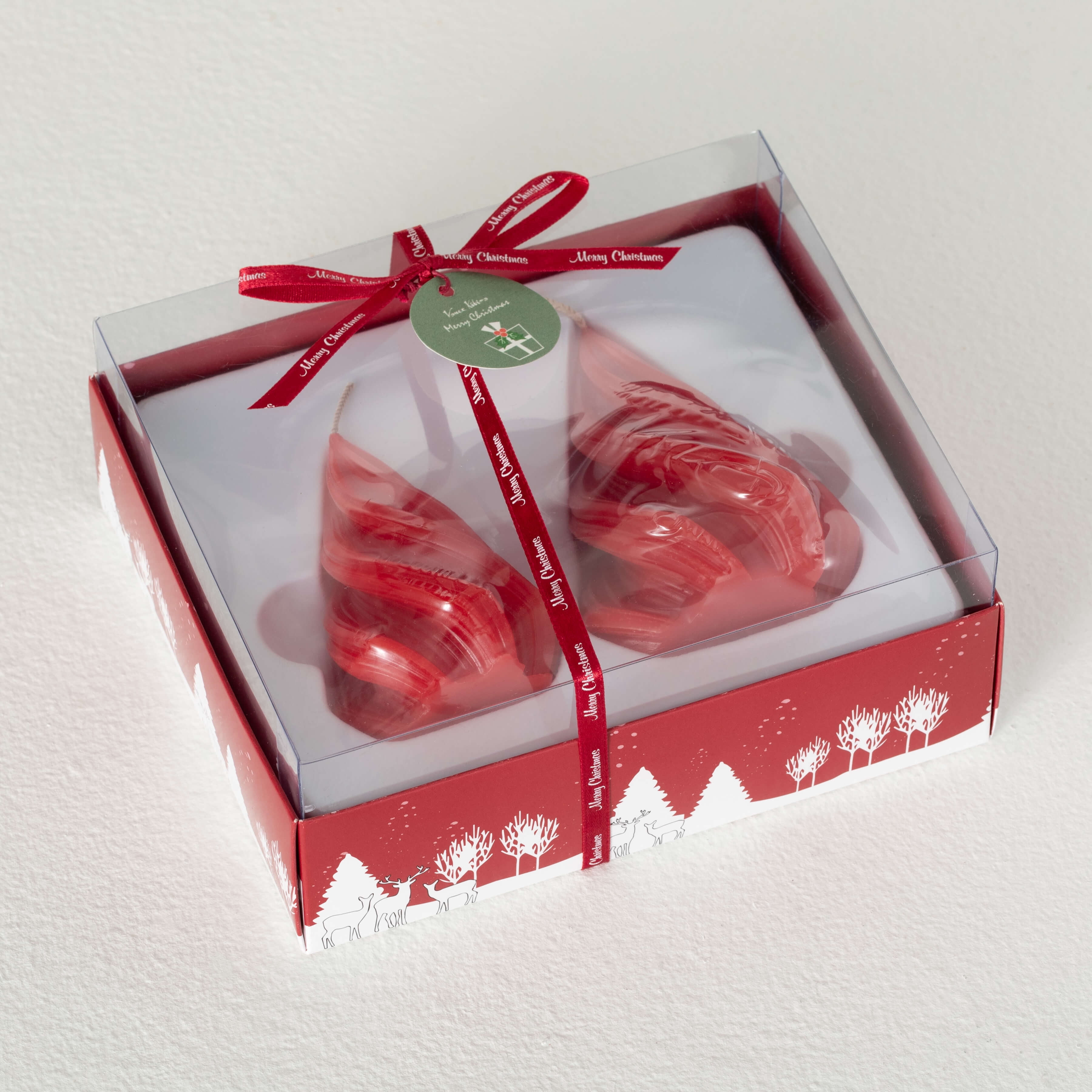 4" Vance Kitira Red Christmas Tree Candle Set of 2