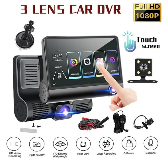 4'' Vehicle Dash Cam HD 1080P Car Camera Recorder+Rear Camera Video DVR G-Sensor
