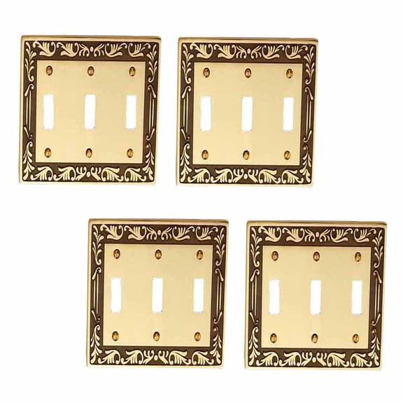 4 Victorian Switch Plate Triple Toggle Antique Solid Brass | Renovator's Supply