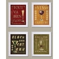 thumbnail image 1 of 4 Vintage Martini Wine Cocktail French Art Deco Prints Retro Bar Posters, Four White Framed 11X14-Inch Prints, Red/Black/Green/Gold, 1 of 1