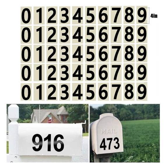 4" Vinyl Mailbox Number Stickers,0-9 Reflective Mailbox Numbers,for Outside Self Adhesive Number Stickers for Mailbox,Address Numbers,House(5Pcs)