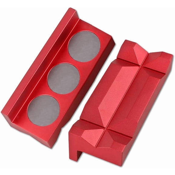 4" Vise Pads, Reversible Pipe Vise, AN Fitting Vice Jaw Covers, Professional Grade Multi-Purpose Vise Jaw Protective Inserts for Any Metal Bench Vice (4", Red)