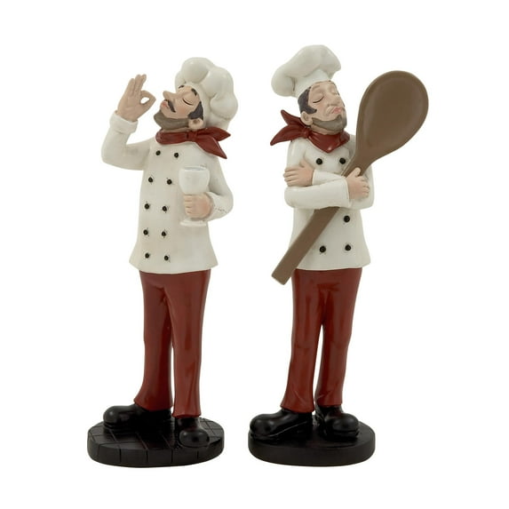 4"W, 12"H Multi Colored Polystone Chef Sculpture, by DecMode (2 Count)