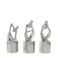 thumbnail image 1 of 4"W, 13"H Silver Porcelain Ceramic Sitting Thinker People Sculpture, by CosmoLiving by Cosmopolitan (3 Count), 1 of 12