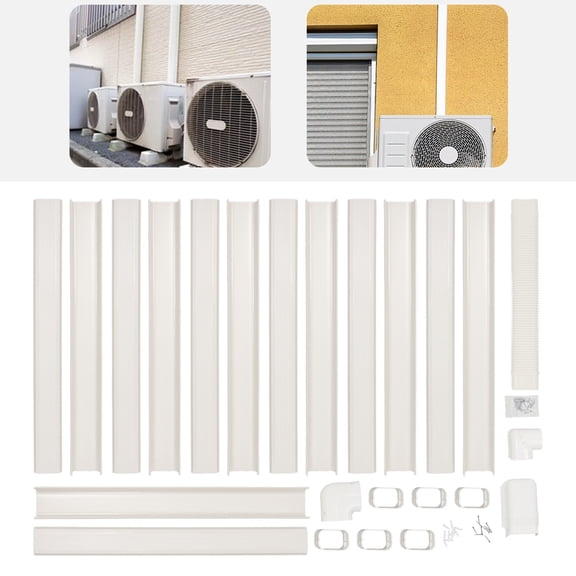 4" W 25ft L PVC AC White Line Set Cover Kit Air Conditioner Line Set Cover Kit Tubing for Aligning Pipes