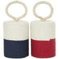 thumbnail image 1 of 4"W, 5"H Cream Cotton Coiled Colorblock Buoy Sculpture with Red and Blue Bases, by DecMode (2 Count), 1 of 10