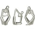 thumbnail image 1 of 4"W, 8"H Silver Porcelain Sitting Thinker People Sculpture, by CosmoLiving by Cosmopolitan (3 Count), 1 of 7