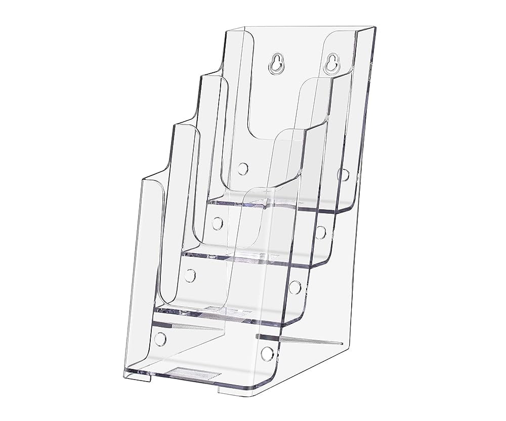 4”W Brochure Holder Displays Organizer Handout Take Advertisements Trifold Brochures Four
