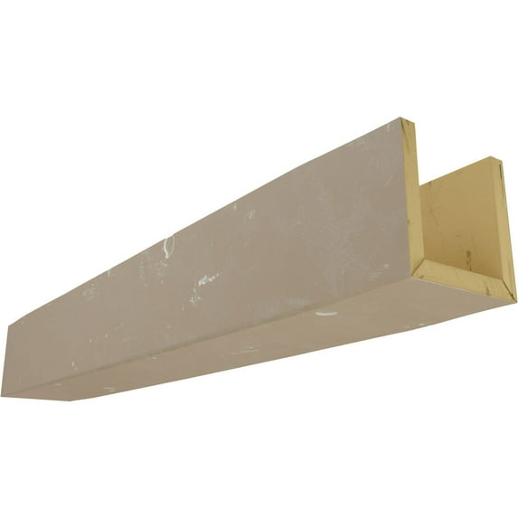 4"W x 10"H x 20'L 3-Sided (U-beam) Knotty Pine Endurathane Faux Wood Ceiling Beam, White Washed