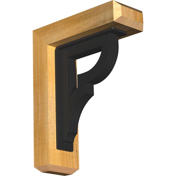 4"W x 11 1/2"D x 14"H Bradford Craftsman Ironcrest Rough Sawn Bracket, Western Red Cedar (2"W x 7 1/2"D x 10"H Iron Bracket)