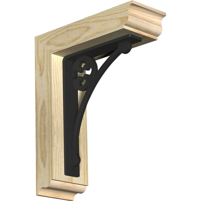 4"W x 11 1/2"D x 14"H Crawley Traditional Ironcrest Rough Sawn Bracket, Douglas Fir (1 1/2"W x 7 1/2"D x 10"H Iron Bracket)