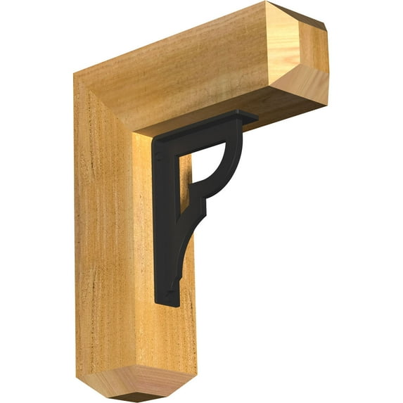4"W x 13 1/2"D x 16"H Bradford Craftsman Ironcrest Rough Sawn Bracket, Western Red Cedar (1 1/2"W x 5 1/2"D x 8"H Iron Bracket)