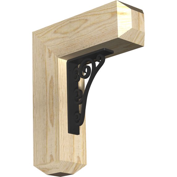 4"W x 13 1/2"D x 16"H Tristan Craftsman Ironcrest Rough Sawn Bracket, Douglas Fir (1 1/2"W x 5 1/2"D x 8"H Iron Bracket)